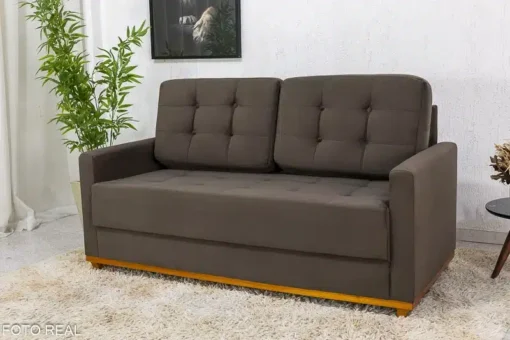 Sofá 3 lugares Living Áustria Veludo Marrom Larg. 1.70m
