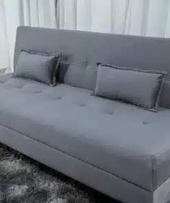 Sofá 4 lugares e Sofá Cama Casal Arpoador Veludo Cinza