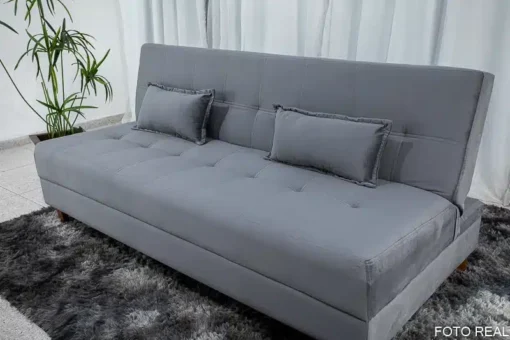 Sofá 4 lugares e Sofá Cama Casal Arpoador Veludo Cinza