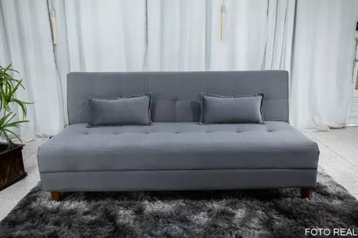 Sofá 4 lugares e Sofá Cama Casal Arpoador Veludo Cinza - Imagem 2