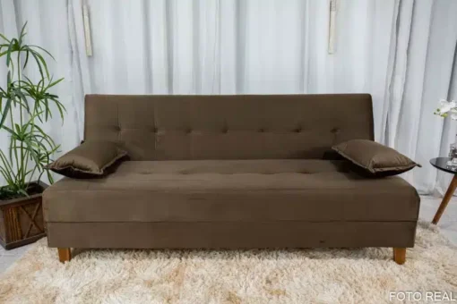 Sofá 4 lugares e Sofá Cama Casal Arpoador Veludo Marrom - Imagem 5