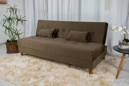 Sofá 4 lugares e Sofá Cama Casal Arpoador Veludo Marrom