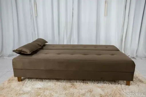 Sofá 4 lugares e Sofá Cama Casal Arpoador Veludo Marrom - Imagem 7
