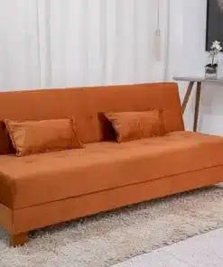 Sofá 4 lugares e Sofá Cama Casal Arpoador Veludo Terracota