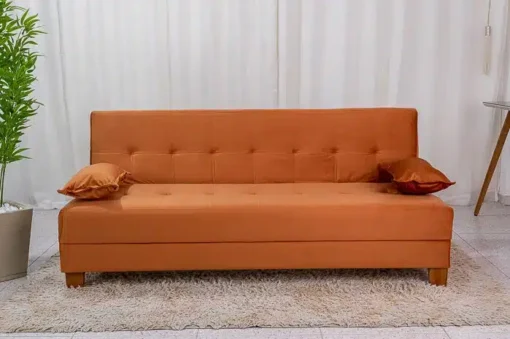 Sofá 4 lugares e Sofá Cama Casal Arpoador Veludo Terracota - Imagem 3
