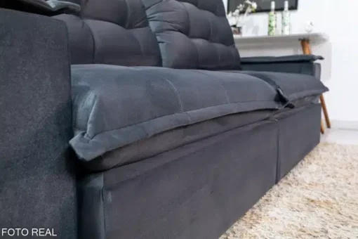 Sofá Retrátil Reclinável Grécia 2.30m Veludo Cinza – D33 e Molas Ensacadas - Imagem 8