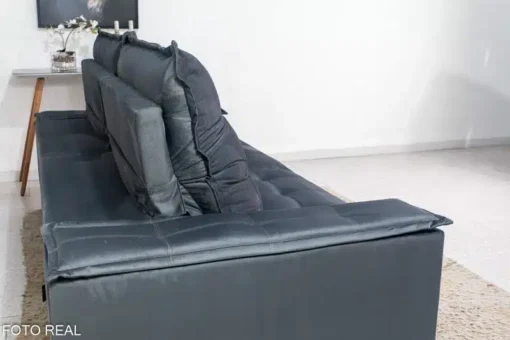 Sofá Retrátil Reclinável Grécia 2.30m Veludo Cinza – D33 e Molas Ensacadas - Imagem 7