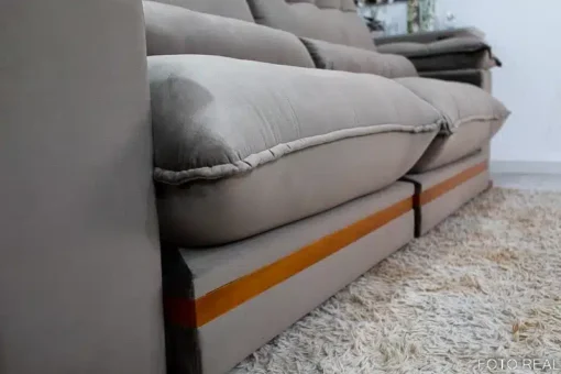 Sofá Retrátil Reclinável Ibiza Deluxe 2.30m Veludo Cinza – D33 e Molas Ensacadas - Imagem 6
