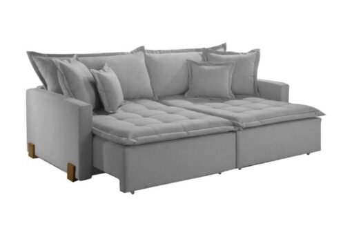 Sofá Cama e Retrátil e Reclinável Zoe 1.80m Linho Cinza – Sem Caixa - Imagem 3