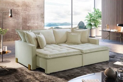 Sofá Cama e Retrátil e Reclinável Zoe 1.80m Linho Bege - Sem Caixa - Imagem 2