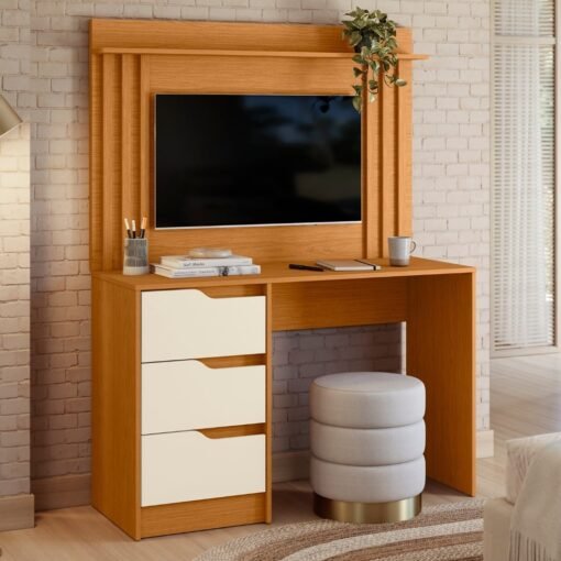 Escrivaninha com Painel Doble Cinamono/Off White – MÓVEIS ALBATROZ - Imagem 2