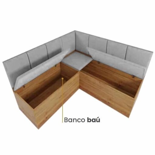 Conjunto Canto Alemão + Mesa Mon/Soberano Mel/Blonde + 2 Cadeiras Milão Mel/Linho Inox – VIERO MÓVEIS - Imagem 3