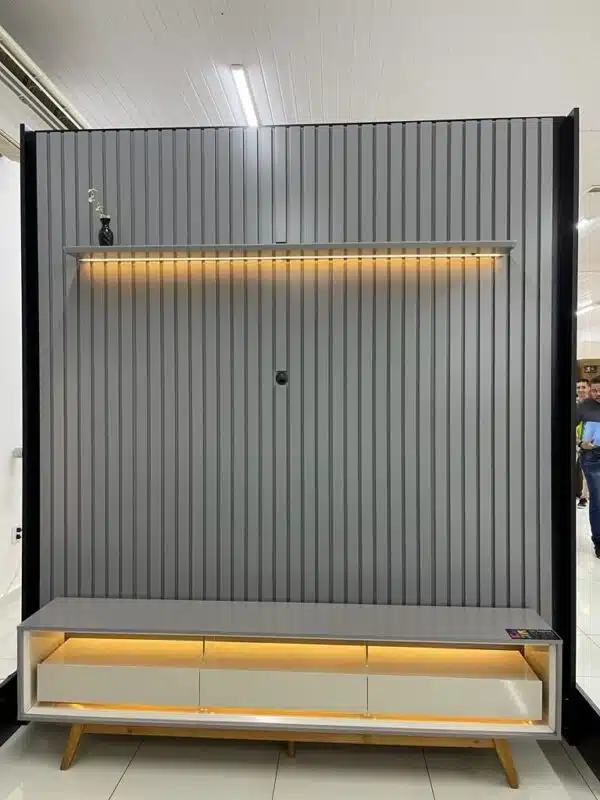 Painel até 85″ Nobre 230 Cinza + Rack Requinte 212 Cinza/Off White – GELIUS - Image 2