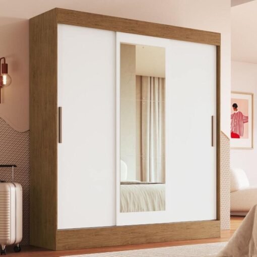 Guarda-Roupa 3 Portas Londres 1,80m Off White/Nogueira