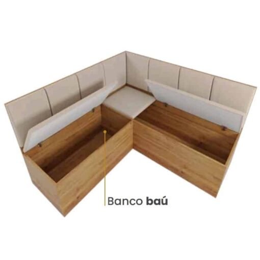 Conjunto Canto Alemão + Mesa Mon/Soberano Mel/Blonde + 2 Cadeiras Milão Mel/Linho Bronze – VIERO MÓVEIS - Imagem 4