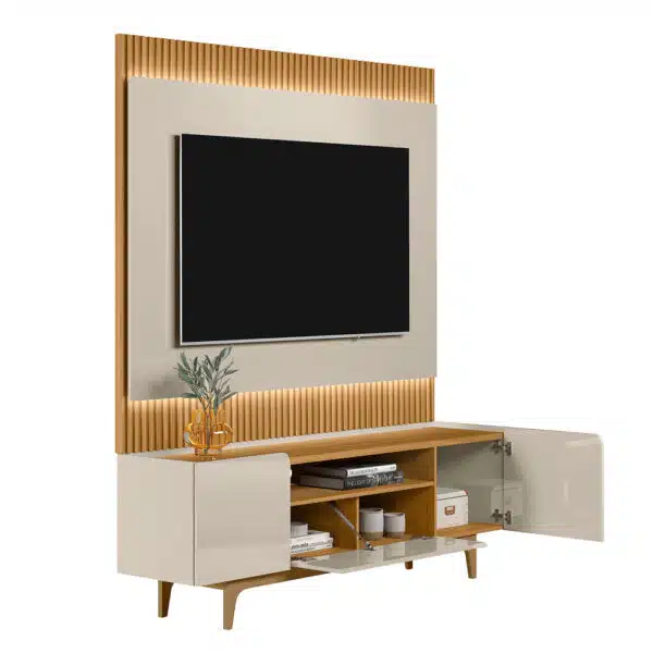 Painel até 70″ São Paulo 1.8 + Rack Orlando Tauari/Off White – LINEA BRASIL - Image 3