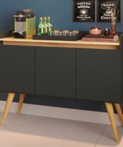 Buffet 3 Portas Gold Preto/Mel