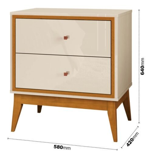 Mesa de Cabeceira Lucca Off White/Cedro - Imagem 3