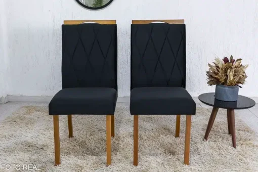 2 Cadeiras Lisboa Preto 504 Madeira Maciça Art Assento - Entregue Montada - Imagem 2