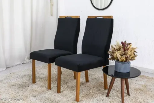 2 Cadeiras Lisboa Preto 504 Madeira Maciça Art Assento - Entregue Montada