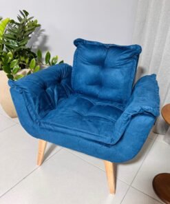 Poltrona Opala Veludo Azul