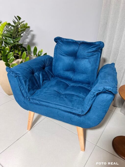 Poltrona Opala Veludo Azul