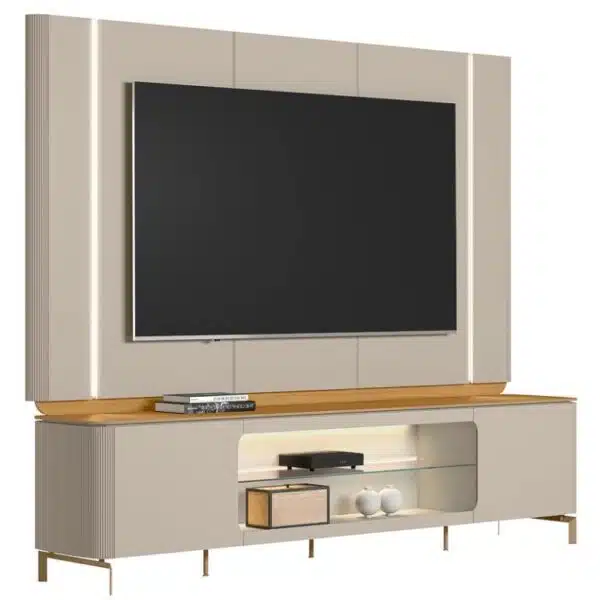 Painel + Rack Santorini Off White/Tauari Fosco – LINEA BRASIL - Image 10