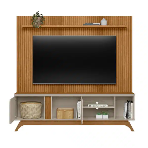 Painel até 75″ Gênova 2.0 Nature + Rack Istambul Nature/Off White – LINEA BRASIL - Image 3