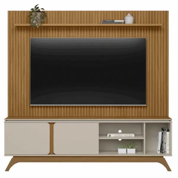 Painel até 75″ Gênova 2.0 Nature + Rack Istambul Nature/Off White – LINEA BRASIL - Image 5