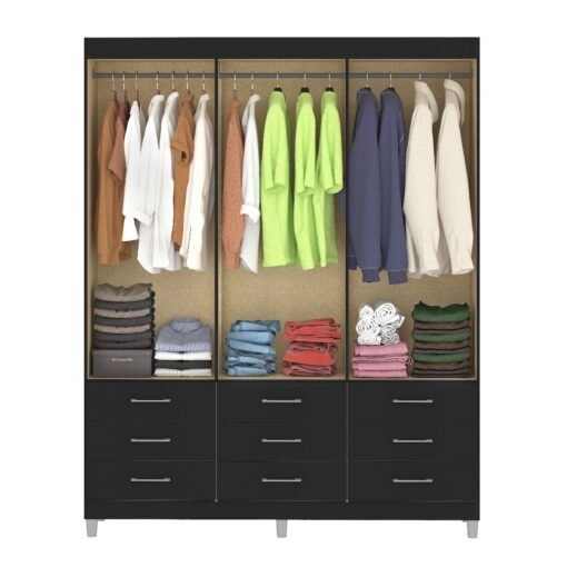 Guarda-Roupa 6 Portas Paraty 1,50m Preto - Imagem 3