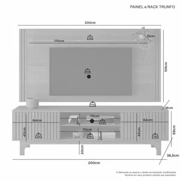 Painel + Rack até 70″ Trunfo Cinamono – JCM MOVELARIA - Image 5