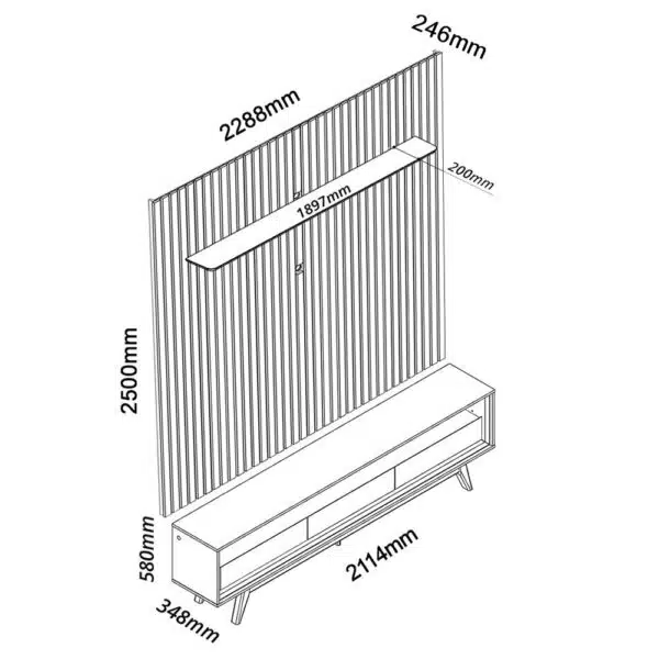 Painel até 85″ Nobre 230 Cinza + Rack Requinte 212 Cinza/Off White – GELIUS - Image 4