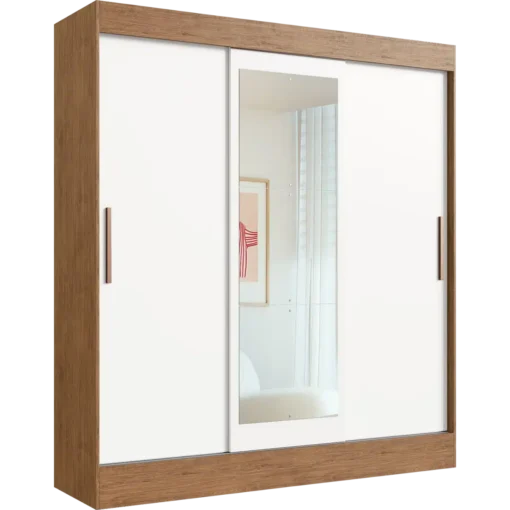 Guarda-Roupa 3 Portas Londres 1,80m Off White/Nogueira - Imagem 4
