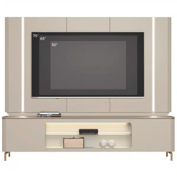 Painel + Rack Santorini Off White/Tauari Fosco – LINEA BRASIL - Image 9