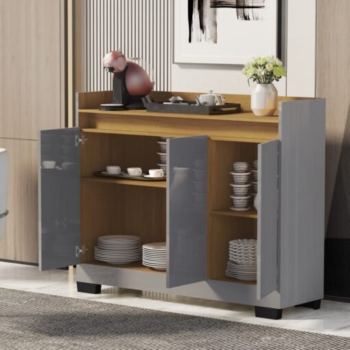 Buffet 3 Portas Real Cinza/Mel - Imagem 2