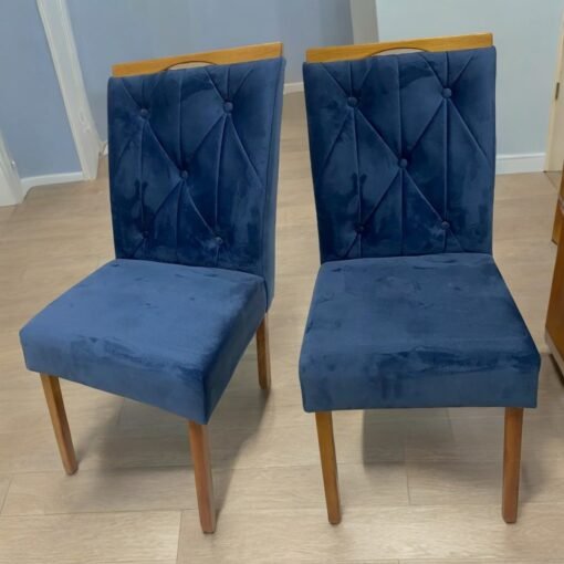 Kit 2 Cadeiras Yasmim Veludo Azul – KM DECOR