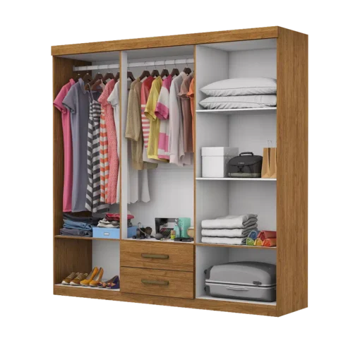 Guarda-Roupa 6 Portas Dallas 1,53m Cinamono/Branco – Carioca Móveis - Imagem 3