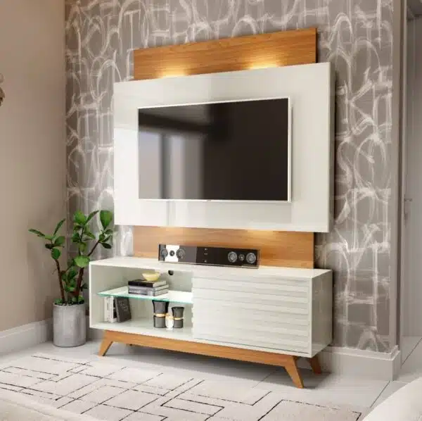 Home até 55″ Unicke TB151L Off White/Freijó – DALLA COSTA