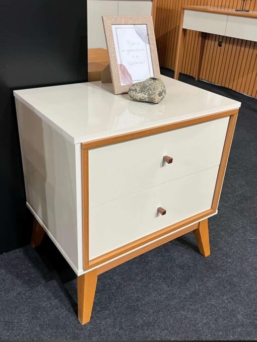 Mesa de Cabeceira Lucca Off White/Cedro - Imagem 2