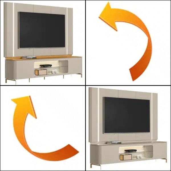 Painel + Rack Santorini Off White/Tauari Fosco – LINEA BRASIL - Image 2