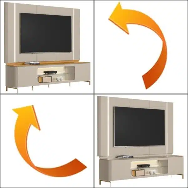 Painel + Rack Santorini Off White/Tauari Fosco – LINEA BRASIL - Image 14