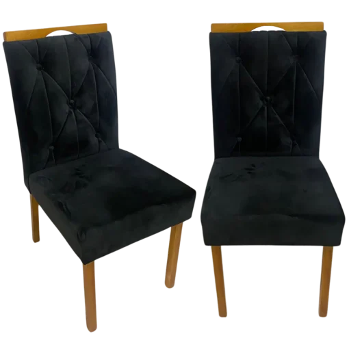 Kit 2 Cadeiras Yasmim Veludo Preto – KM DECOR