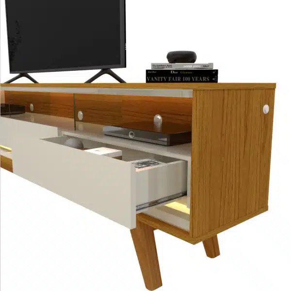 Painel até 85″ Nobre 230 Off White + Rack Requinte 212 Naturale/Off White – GELIUS - Image 3