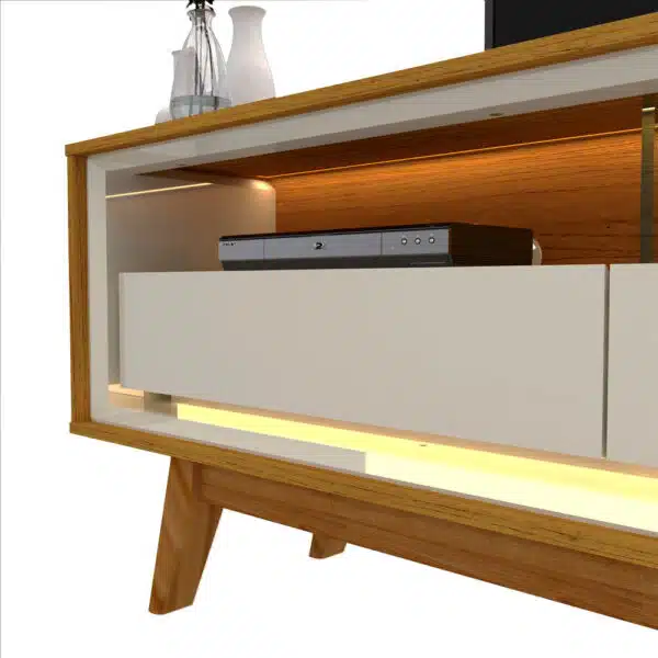 Painel até 85″ Nobre 230 Off White + Rack Requinte 212 Naturale/Off White – GELIUS - Image 4
