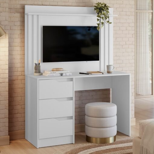 Escrivaninha com Painel Doble Branco Fosco