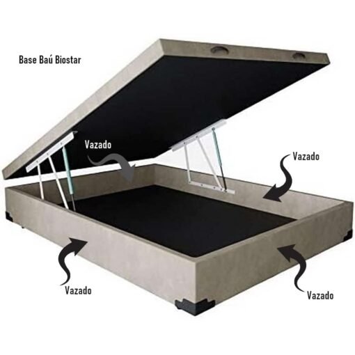 Base Box Solteiro Baú Corino Preto – BIOSTAR - Imagem 2