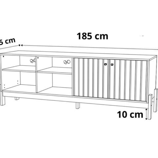 Rack Bancada Holanda Off White/Cinamono Ripado 100% MDF TV até 70 Polegadas Larg. 1.85m – Permóbili - Imagem 3