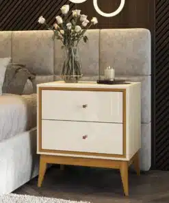 Mesa de Cabeceira Lucca Off White/Cedro
