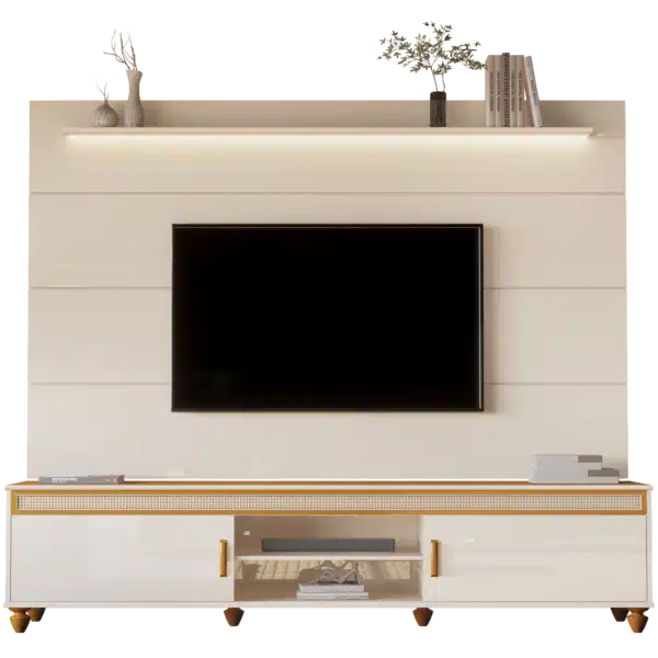 Painel até 75″ Bliss + Rack Comodoro 2.18 Off White/Cedro – EDN MÓVEIS - Image 5
