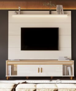Painel até 75″ Bliss + Rack Comodoro 1.8 Off White/Cedro – EDN MÓVEIS